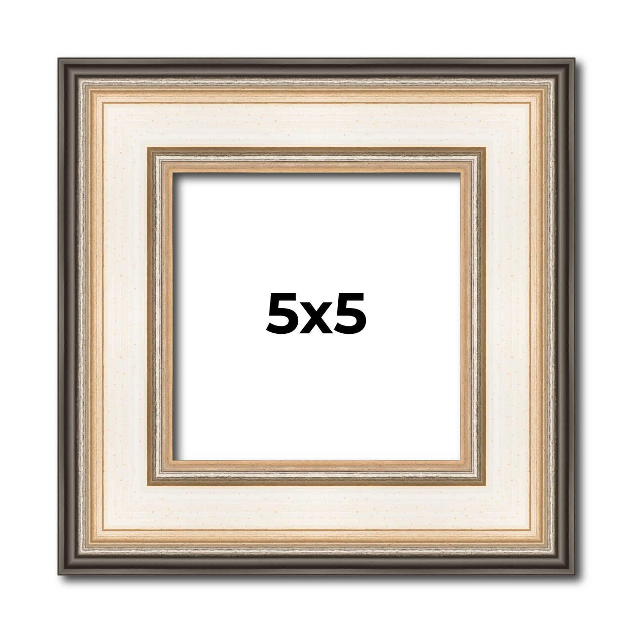 Square Contemporary Silver Picture Frame - UV Acrylic, Foam Board Backing, Hanging Hardware